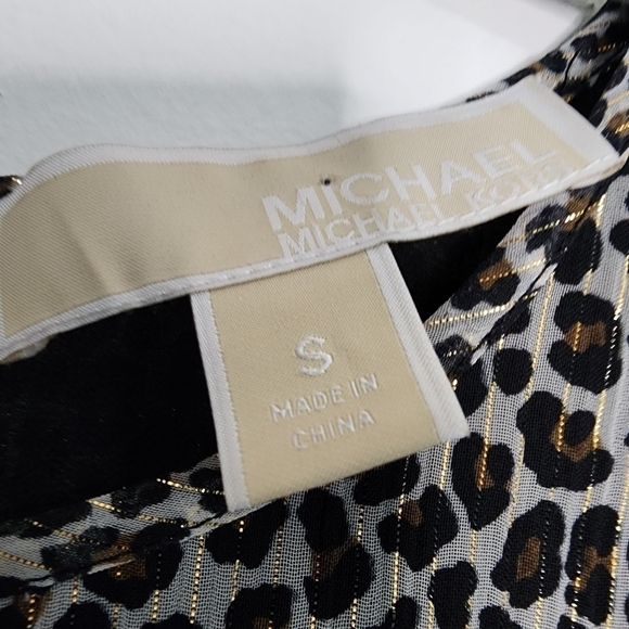 Michael Michael Kors Black Brown Handkerchief Hem Cheetah Print Dress - Picture 15 of 17